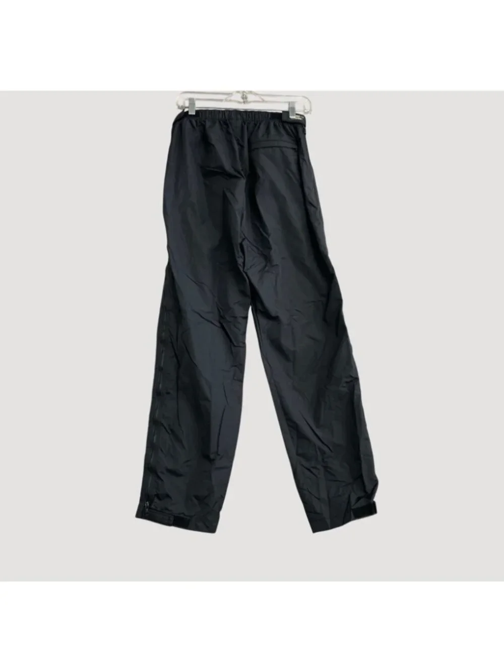 Vtg L.L. Bean Women's M Black Nylon Track Pants Zippered Sides P0255